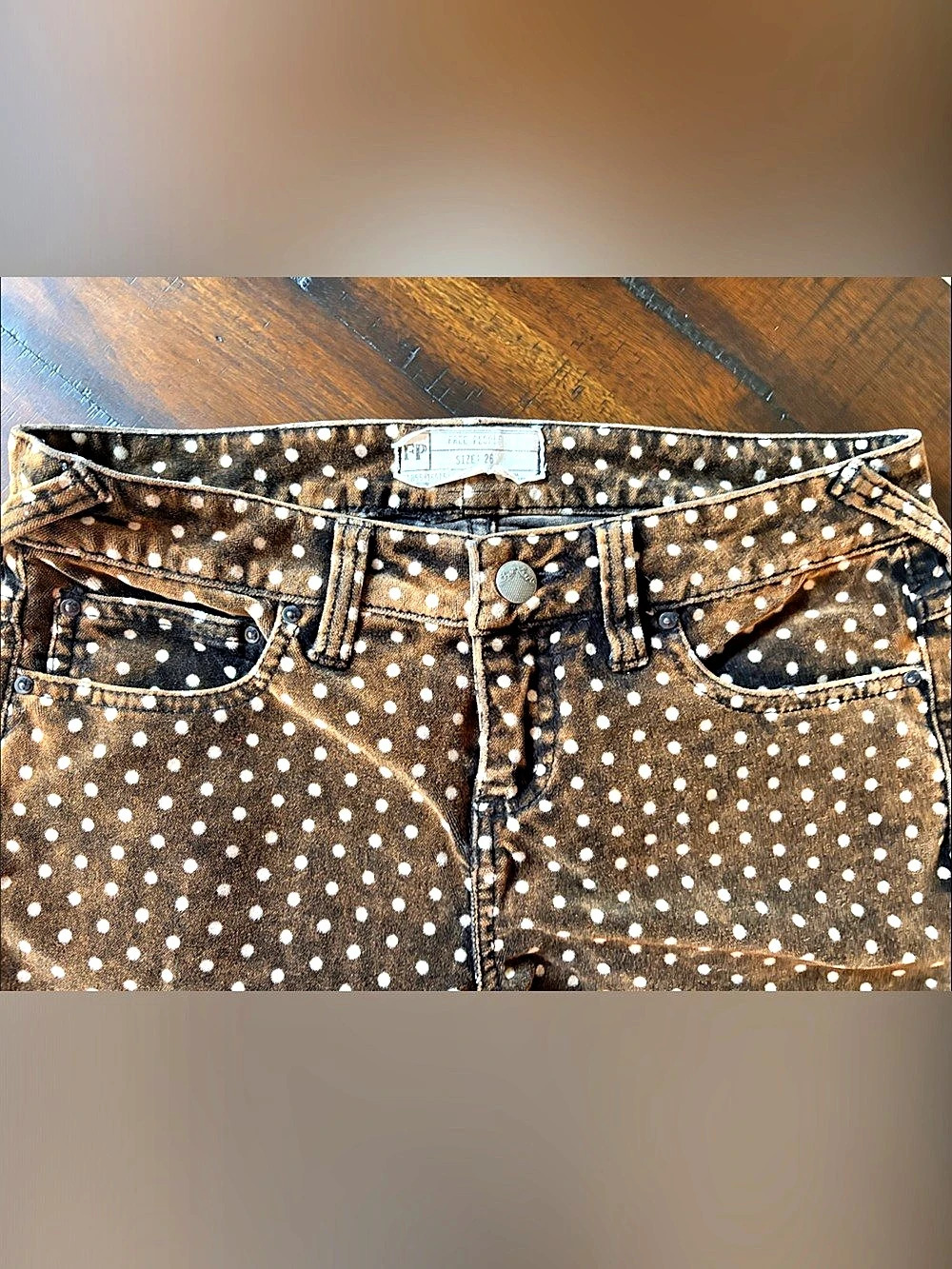 Free People Polka Dot Velour Skinny Pants
